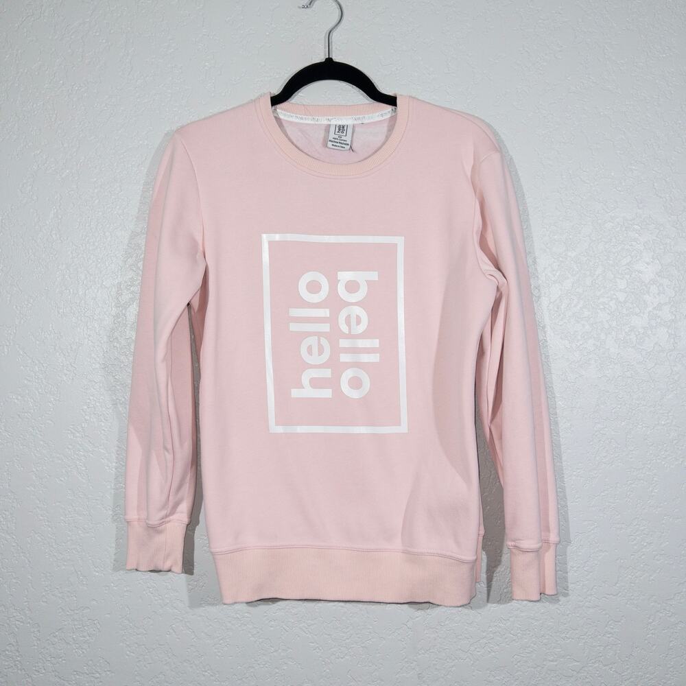 Hello Bello Pink Logo Crew Neck Sweater Size XS
